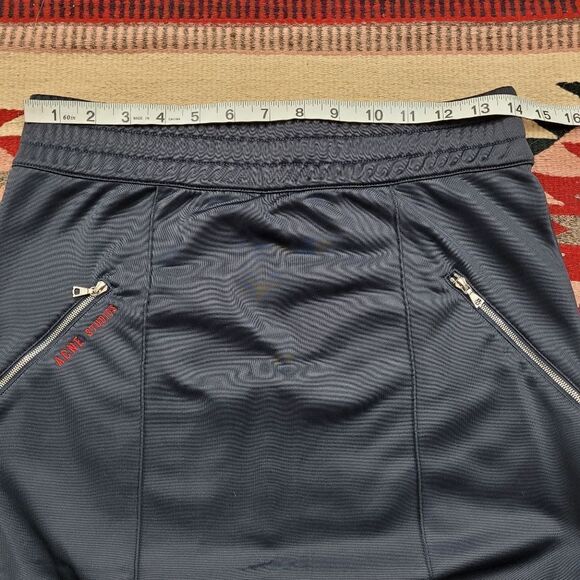 Acne Studios Clementina Pencil Skirt Size M in Dark Navy Elastic Waist Fleece - Picture 6 of 9